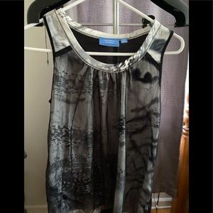 Tank blouse with sheer overlay